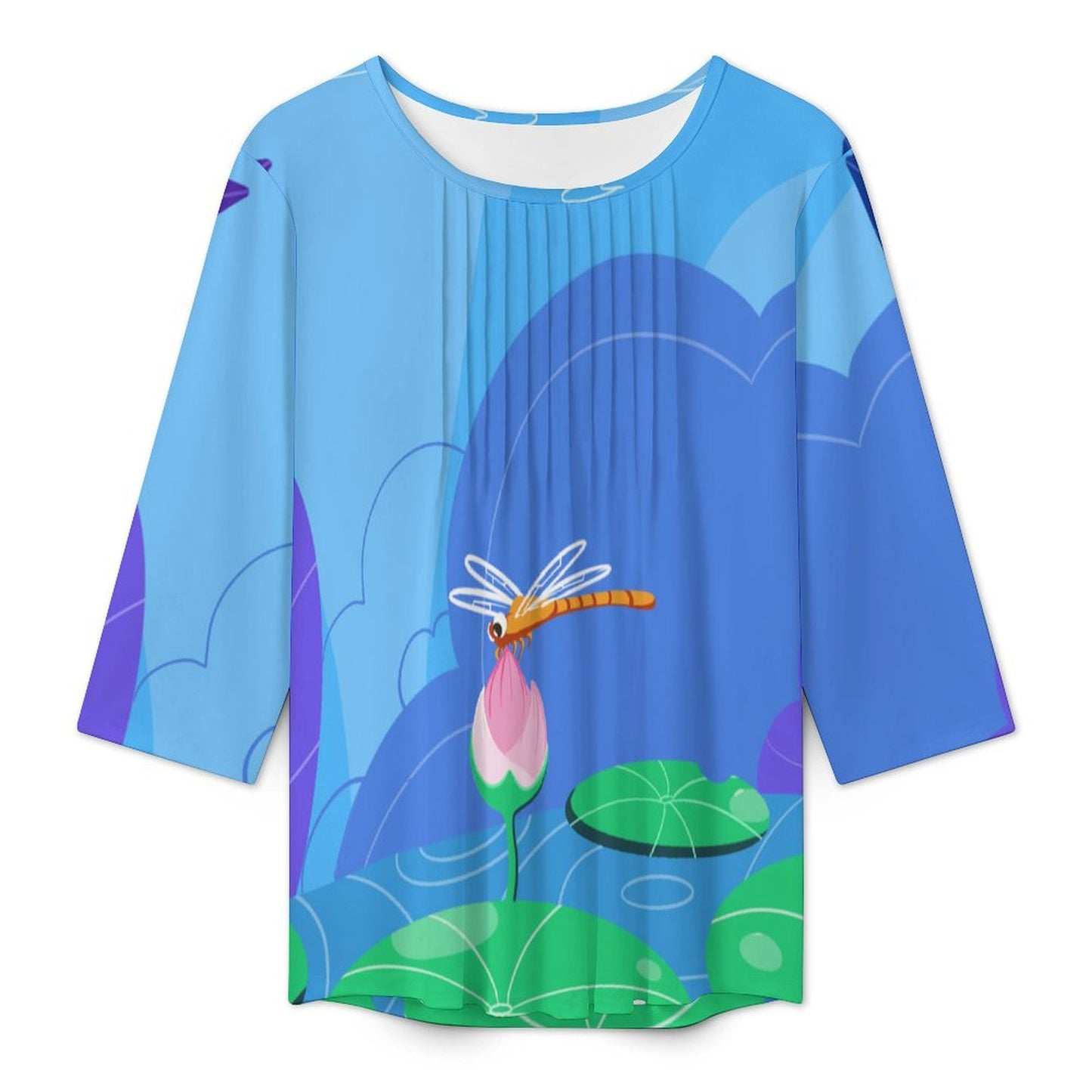 Blusa Fruncida Manga 3/4 Personalizable para Mujer | Top Casual