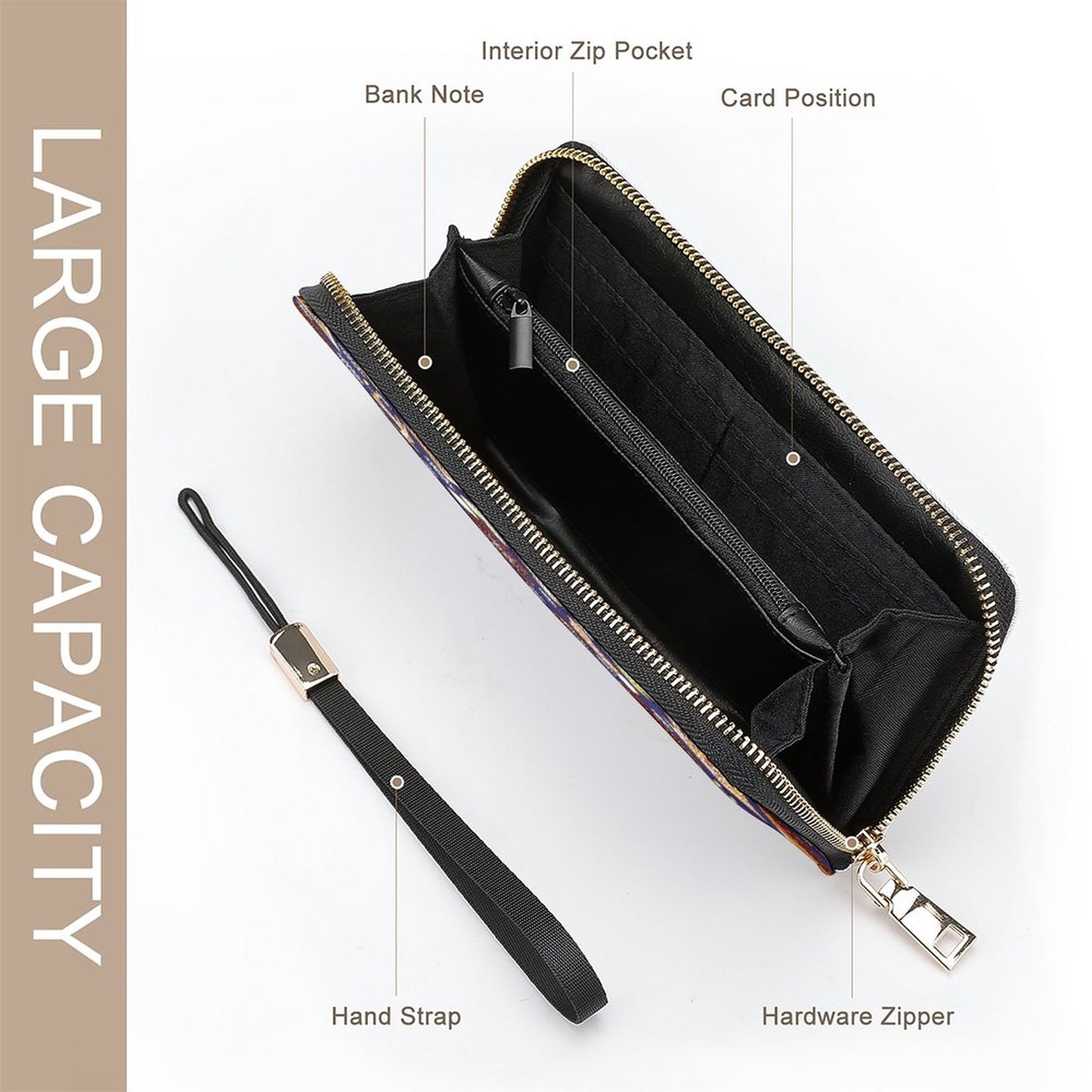 Cartera Larga Personalizada para Mujer | Clutch de Piel PU con Cierre