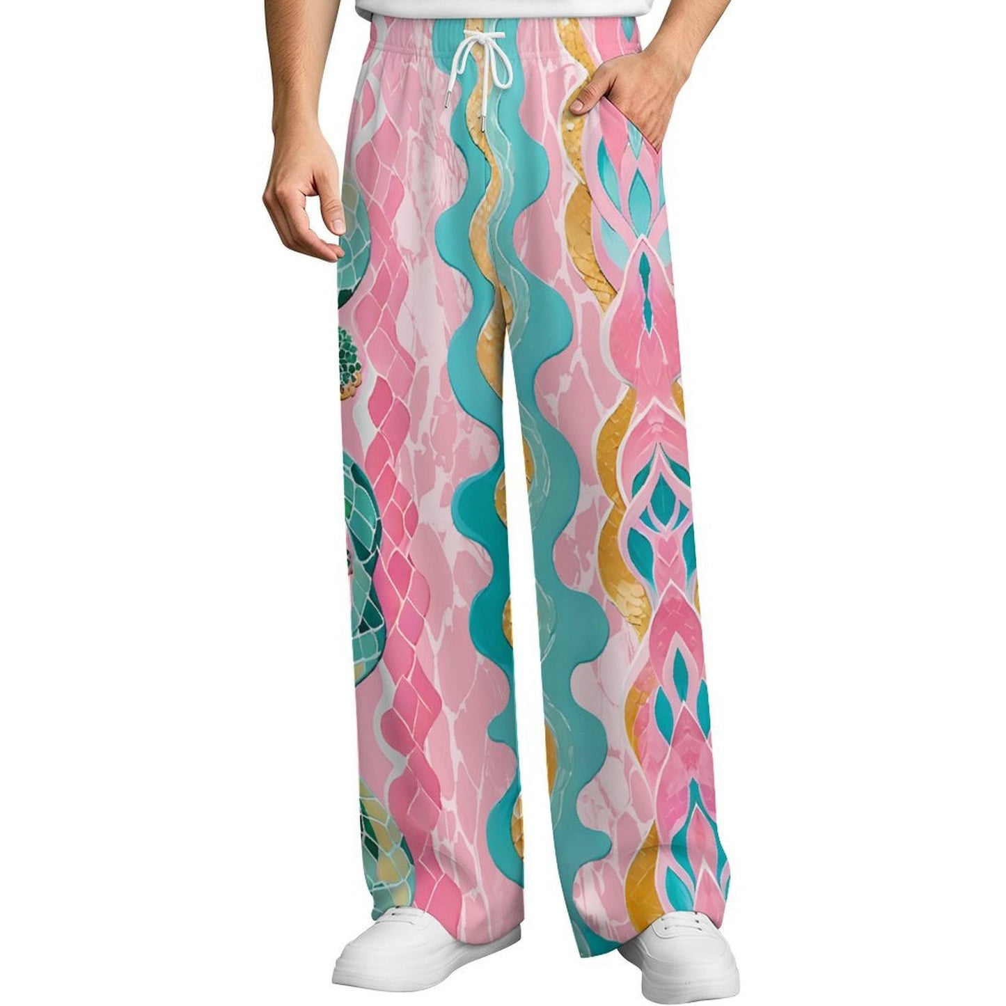 Pantalón Hombre Pierna Ancha con Cordón Ajustable y Diseño Personalizado
