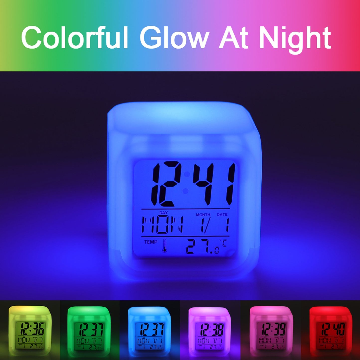 Reloj Despertador Cubo LED Personalizado | Fotos y 7 Colores