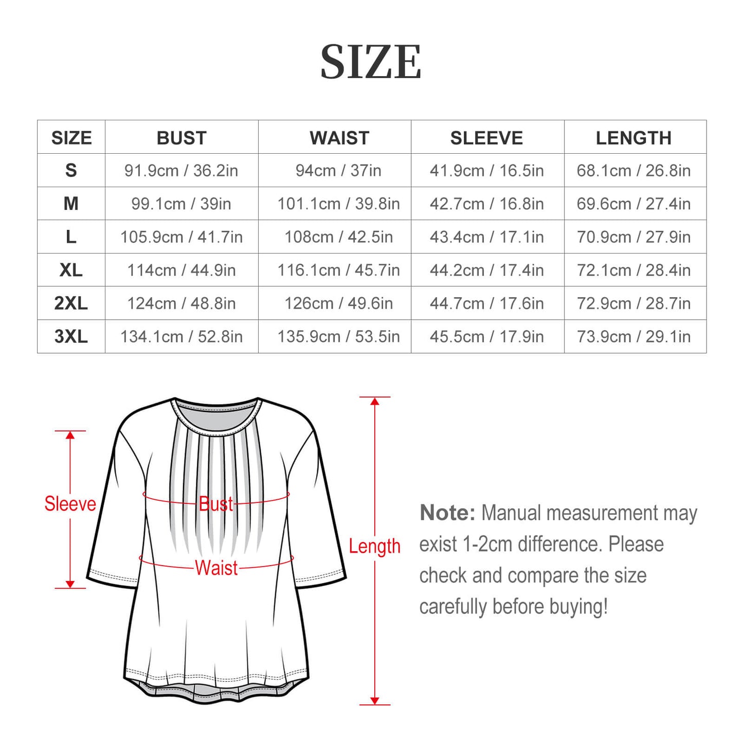 Blusa Fruncida Manga 3/4 Personalizable para Mujer | Top Casual