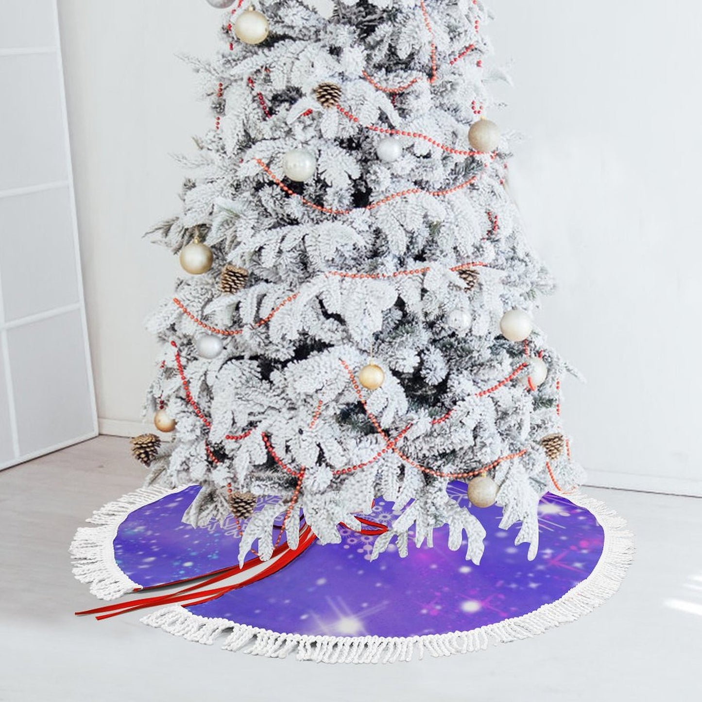 Tu Cubre Pie de Árbol Reversible | Dos Diseños en Uno con Borlas