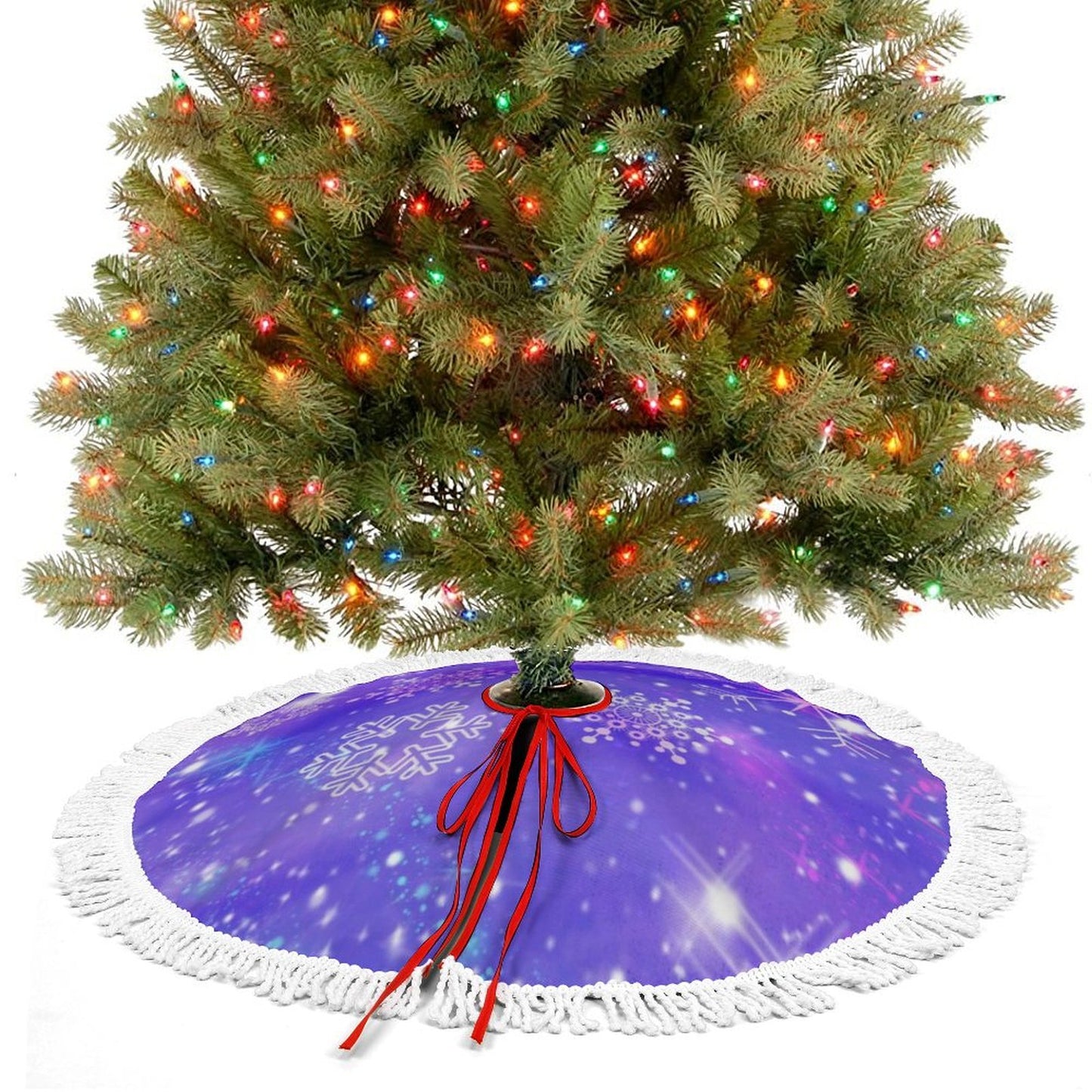Tu Cubre Pie de Árbol Reversible | Dos Diseños en Uno con Borlas