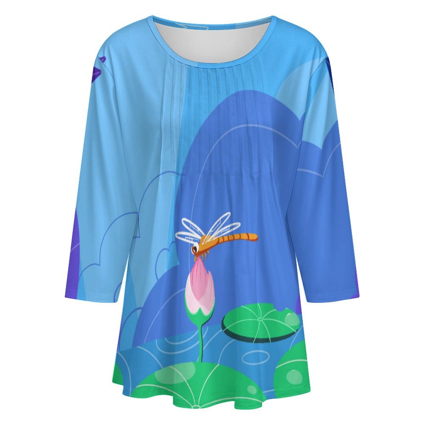 Blusa Fruncida Manga 3/4 Personalizable para Mujer | Top Casual