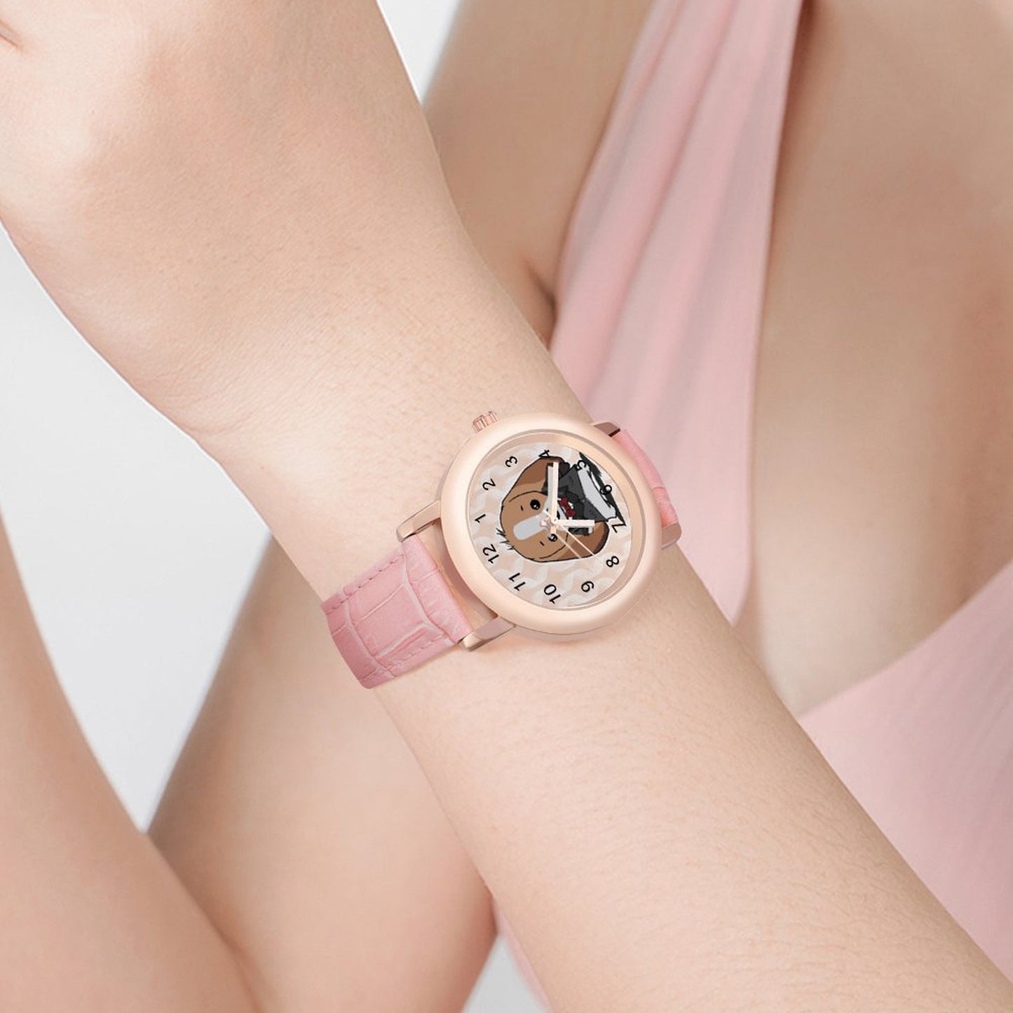 Reloj de Piel Genuina Personalizado con Foto | Correa Rosa para Mujer
