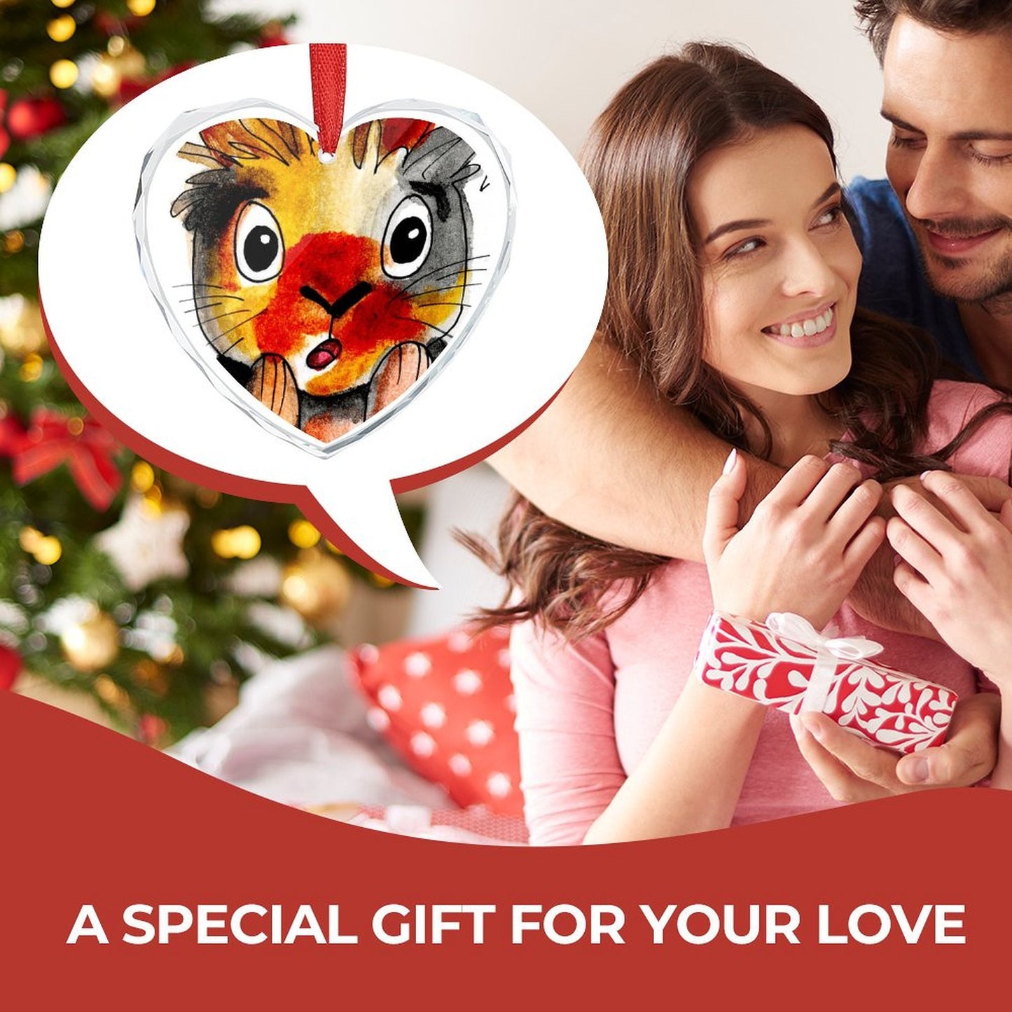 Adorno de Cristal Personalizado en Forma de Corazón con Foto