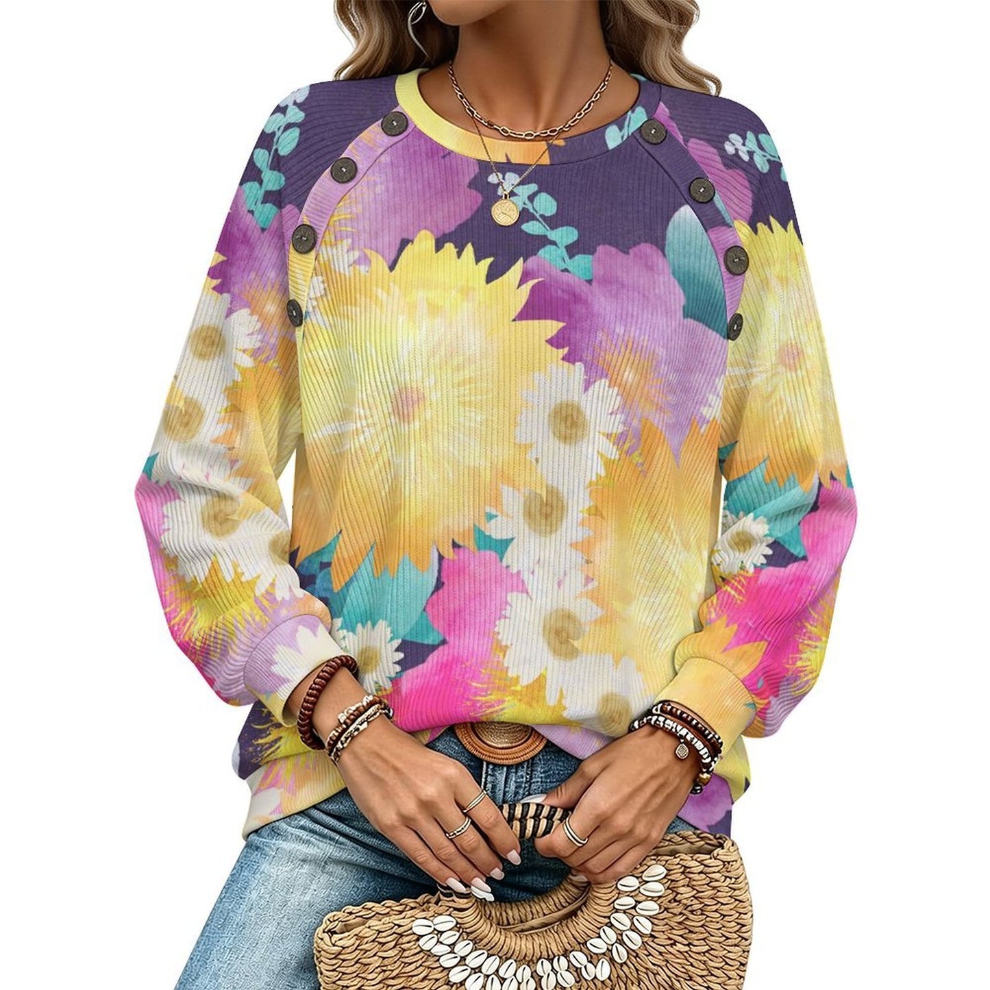 Sudadera Personalizable de Hombros Descubiertos para Mujer