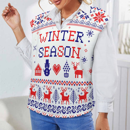Chaleco de Punto Cuello V | Sweater Vest Oversize Mujer S-2XL