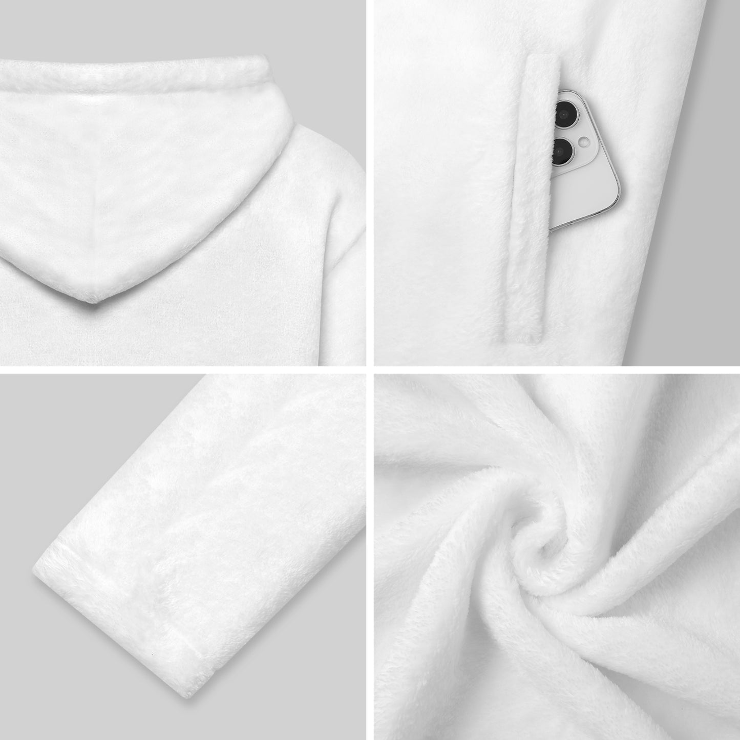 Fleece Jacket with Hood Panda, White Flower