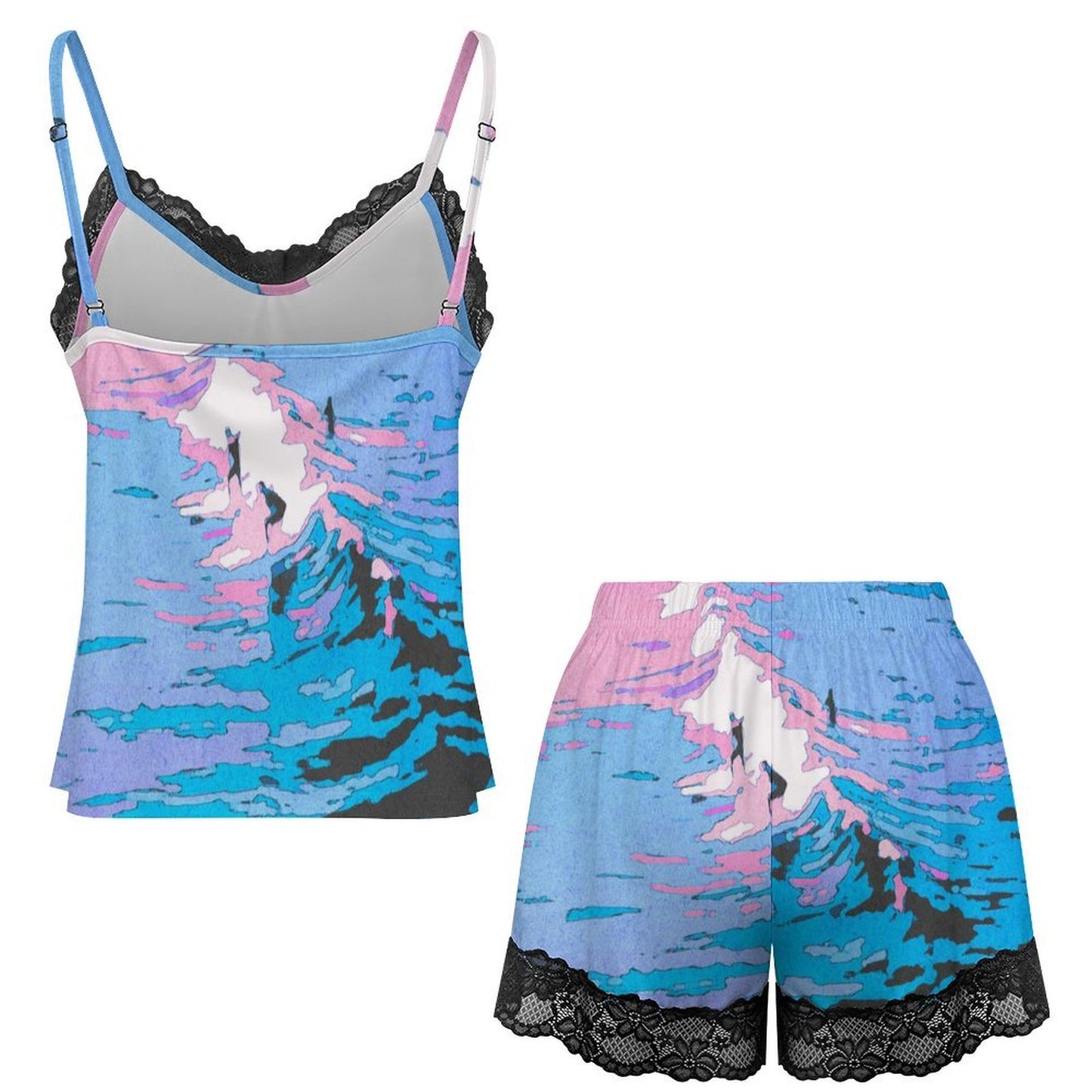Pijama de Tirantes con Encaje y Short Personalizable para Mujer