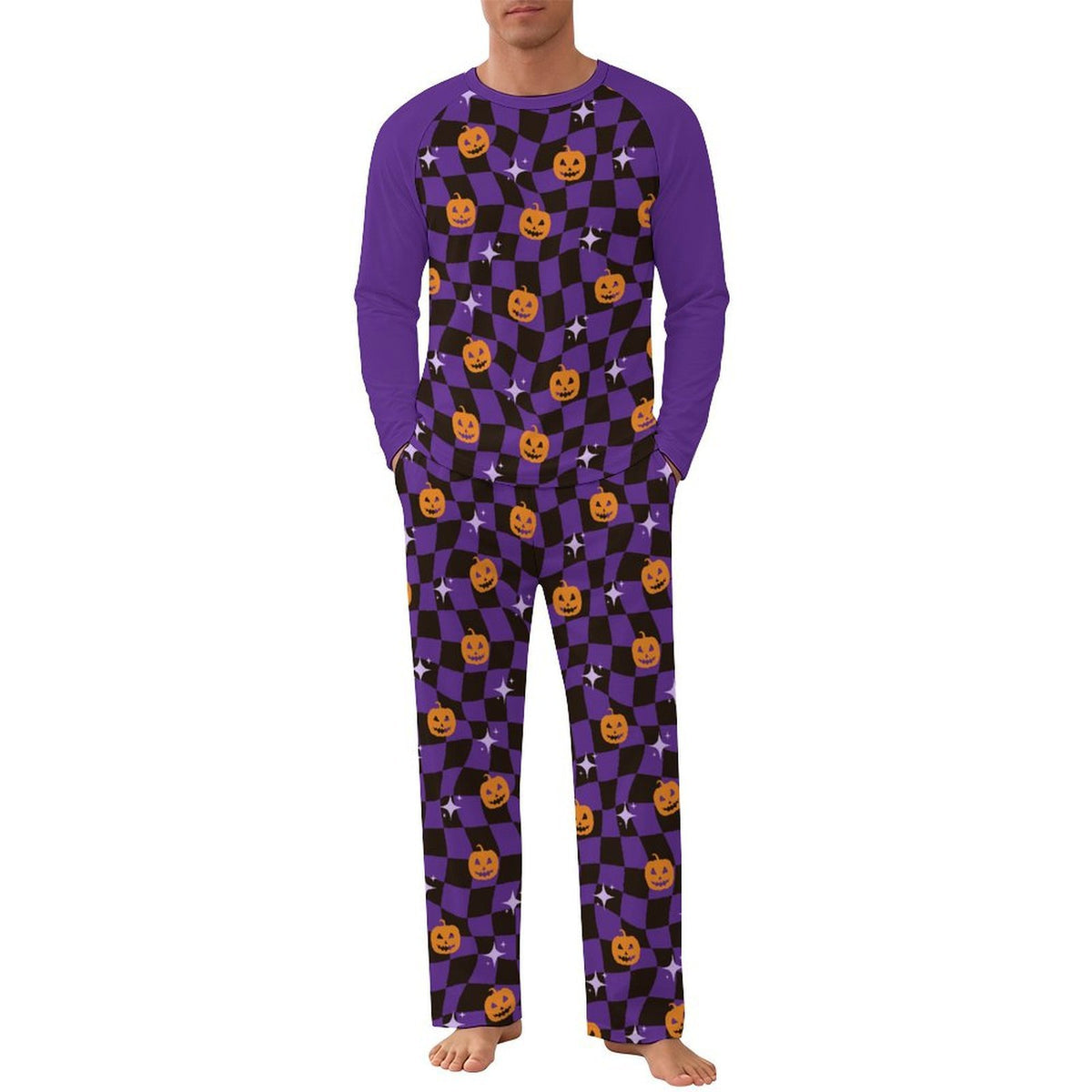 Pijama Personalizable de Manga Larga para Hombre con Bolsillos