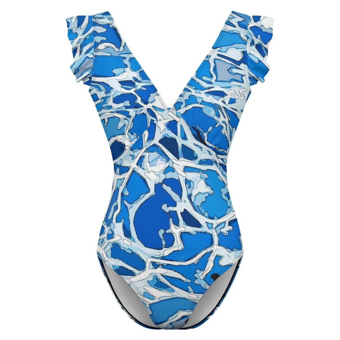 Traje de baño de una pieza personalizable con mangas de olanes y copas removibles