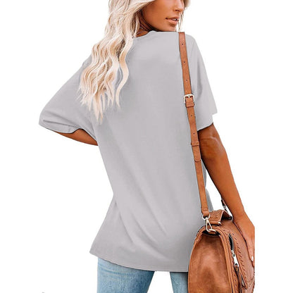 Playera Holgada Cuello en V Personalizada | Corte Relajado para Mujer