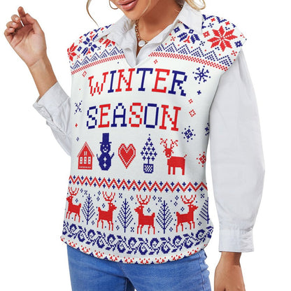 Chaleco de Punto Cuello V | Sweater Vest Oversize Mujer S-2XL