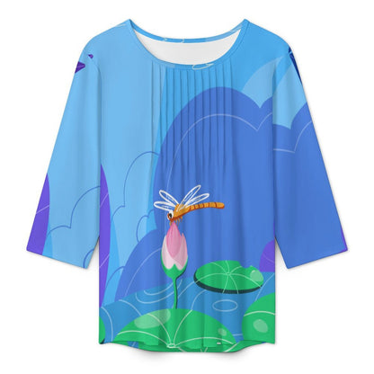 Blusa Fruncida Manga 3/4 Personalizable para Mujer | Top Casual