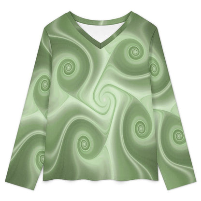 V-neck Pajama Set Green, Background, Abstract