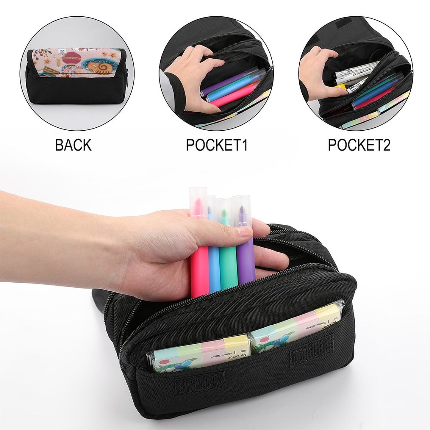 Estuche Escolar de Gran Capacidad Personalizado | Lapicera Doble Cierre México