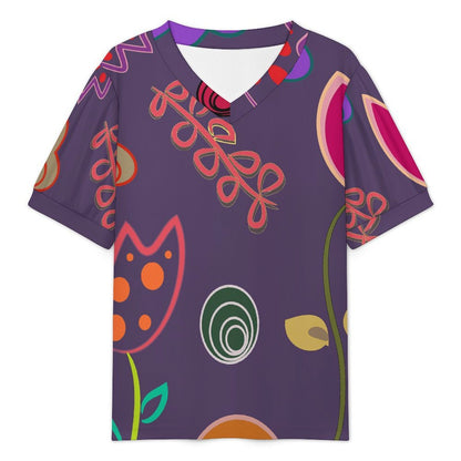 Camiseta para Dama con Escote en V y Mangas Abullonadas en Tela Texturizada con Estampado Personalizado