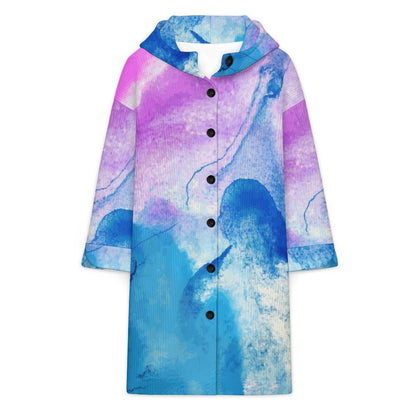 Long Lined Hooded Jacket Color Tie Dyeing