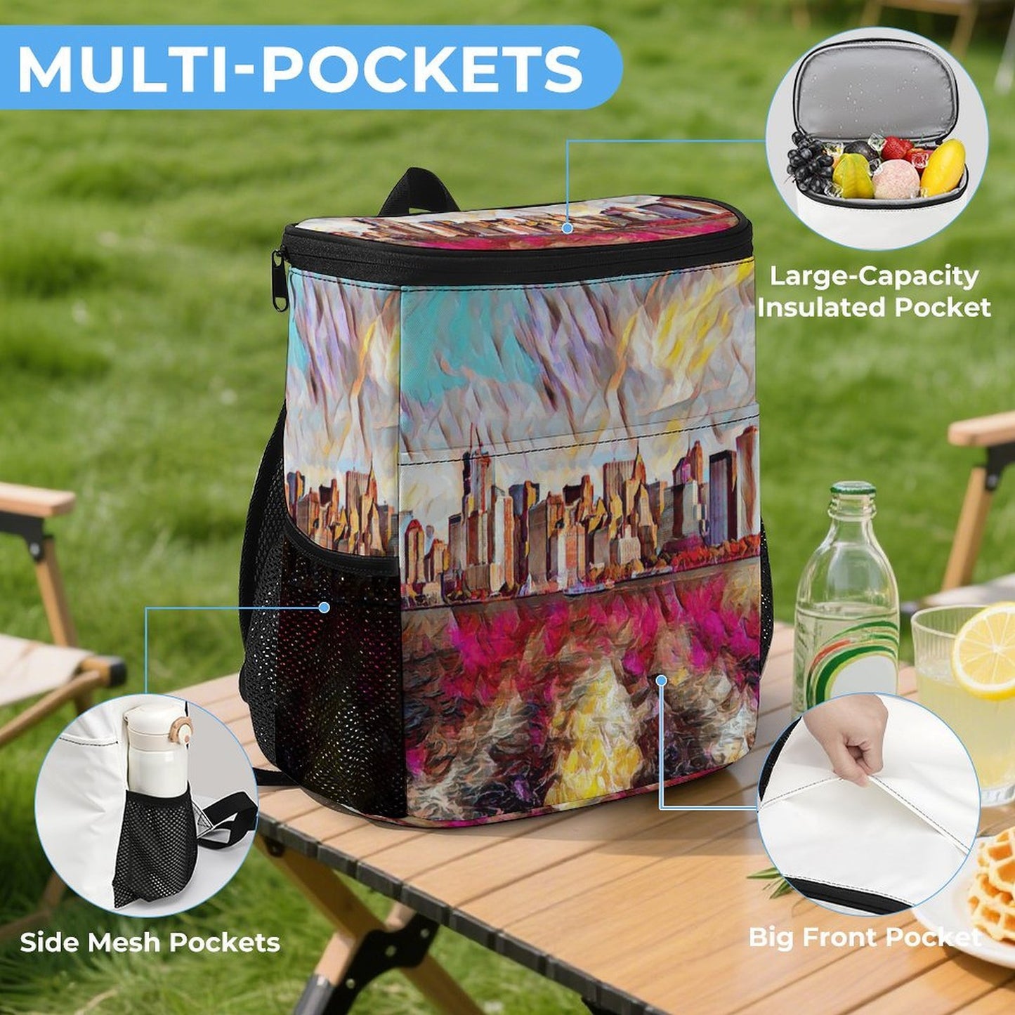 Mochila Hielera Personalizada de Tela Resistente con Impresión a Todo Color