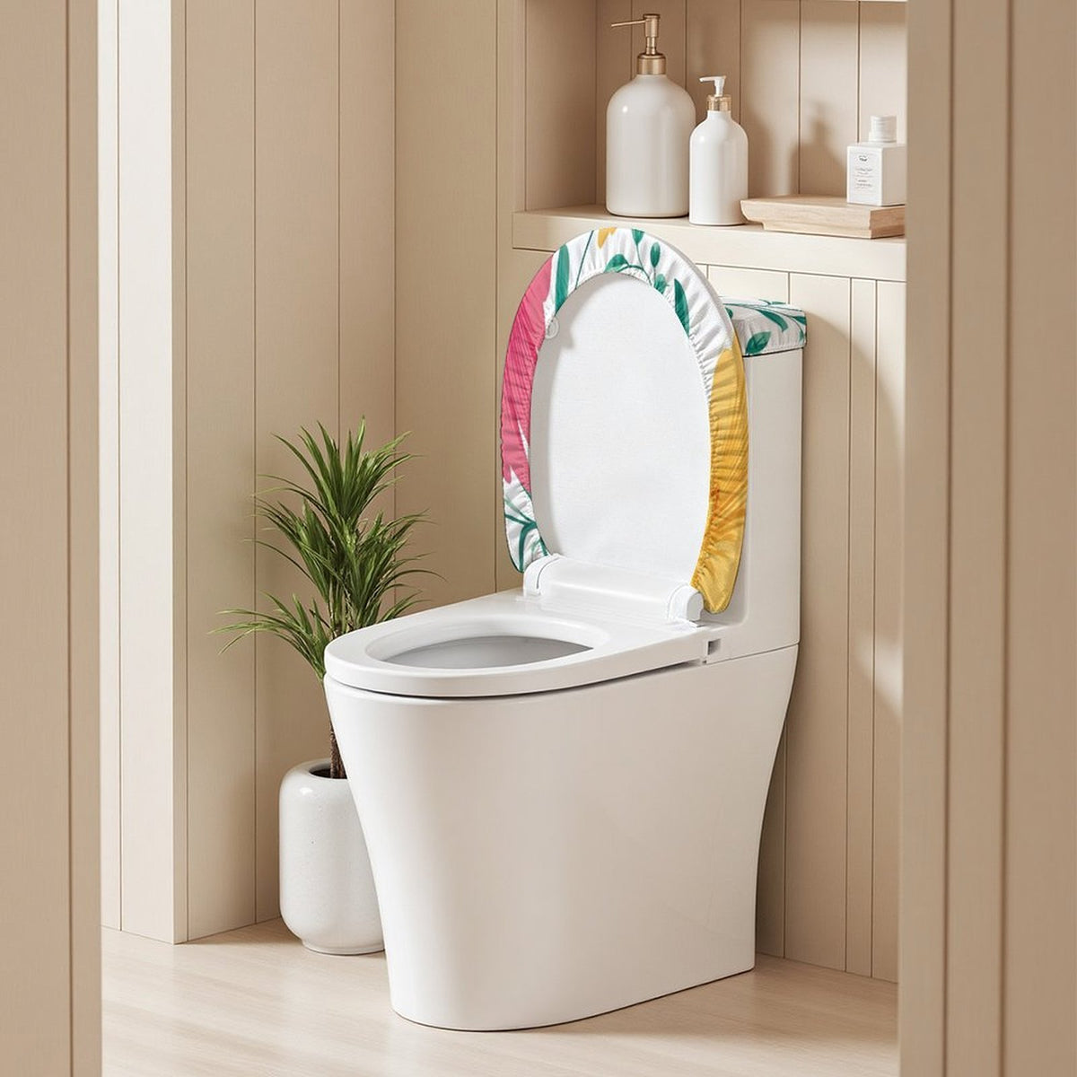 Toilet Decor Set of Two Flowers, Leaves, Spring Style 38x53cm
