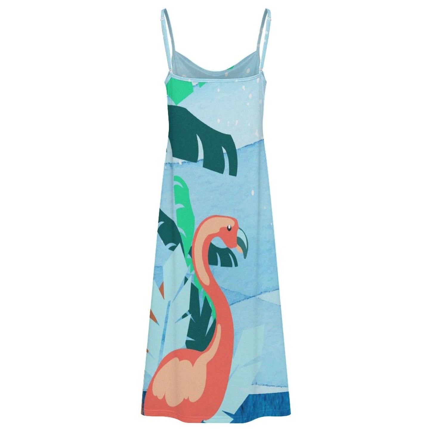 Vestido largo de tirantes con abertura lateral y personalización de diseño en tela suave