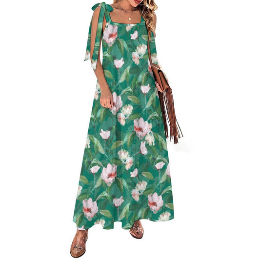 Vestido Largo Hasta el Tobillo con Tirantes Ajustables y Estampado Personalizado