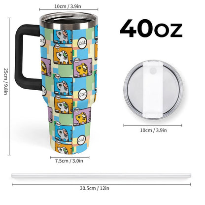 Vaso Térmico de 40 oz de Acero Inoxidable Personalizado con Asa y Popote