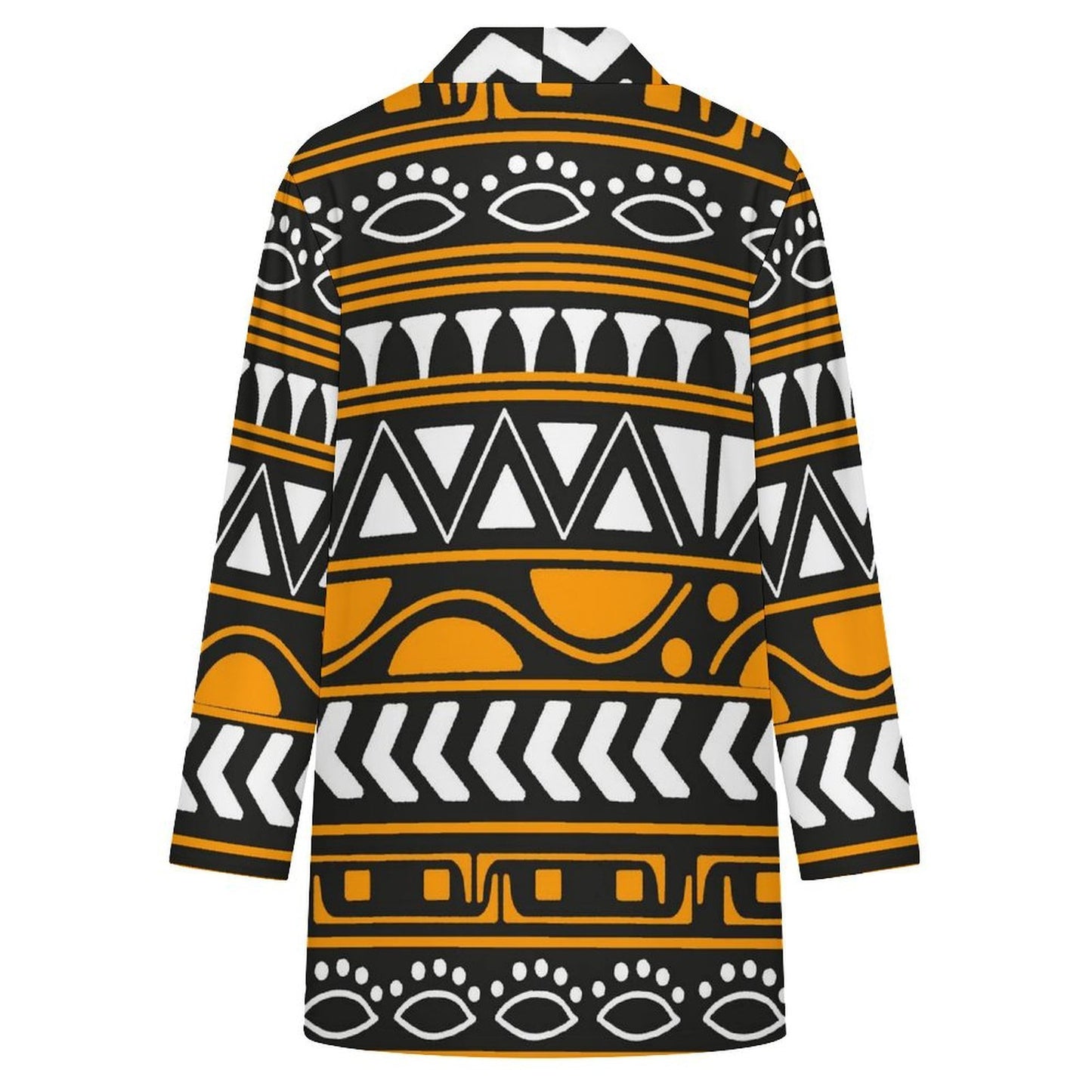 Long-sleeved Cardigan with Pockets African Pattern