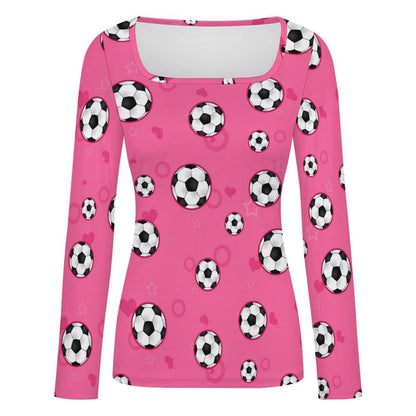 Blusa Personalizable de Manga Larga con Cuello Cuadrado para Mujer