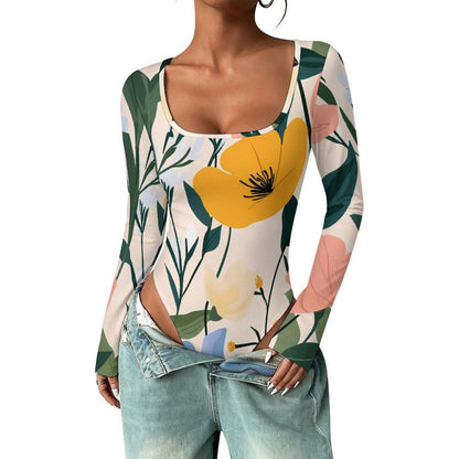 Body Cuello Cuadrado Manga Larga Personalizable para Mujer