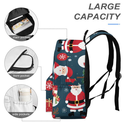 Half Printed Backpack Santa Claus, Gifts, Snowmen Style 42x30x15cm