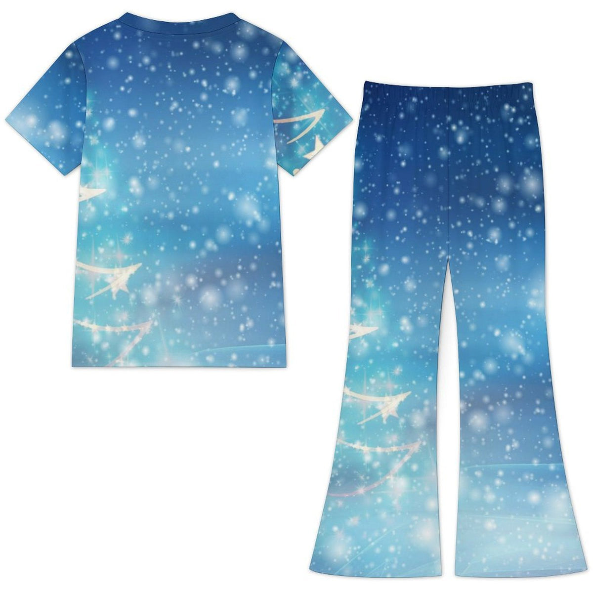Bell-bottom Short-sleeved Set Christmas Tree, Starlight, Stars, Winter