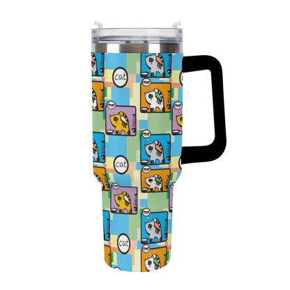 Vaso Térmico de 40 oz de Acero Inoxidable Personalizado con Asa y Popote