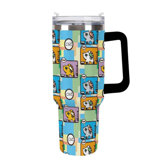 Vaso Térmico de 40 oz de Acero Inoxidable Personalizado con Asa y Popote
