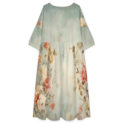 Vestido Babydoll Personalizable de Talle Alto con Textura Tipo Lino