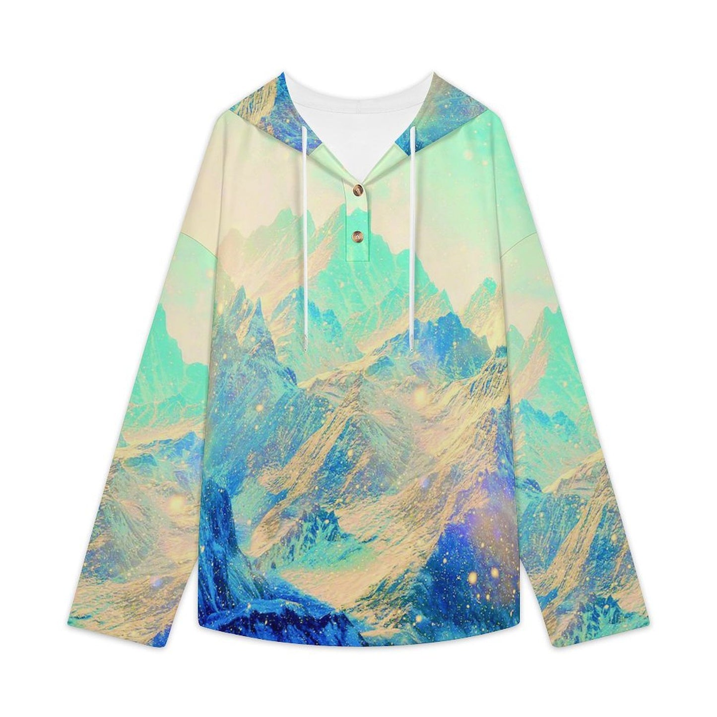 V-neck Button-up Sweater Blue Mountains, Scenery