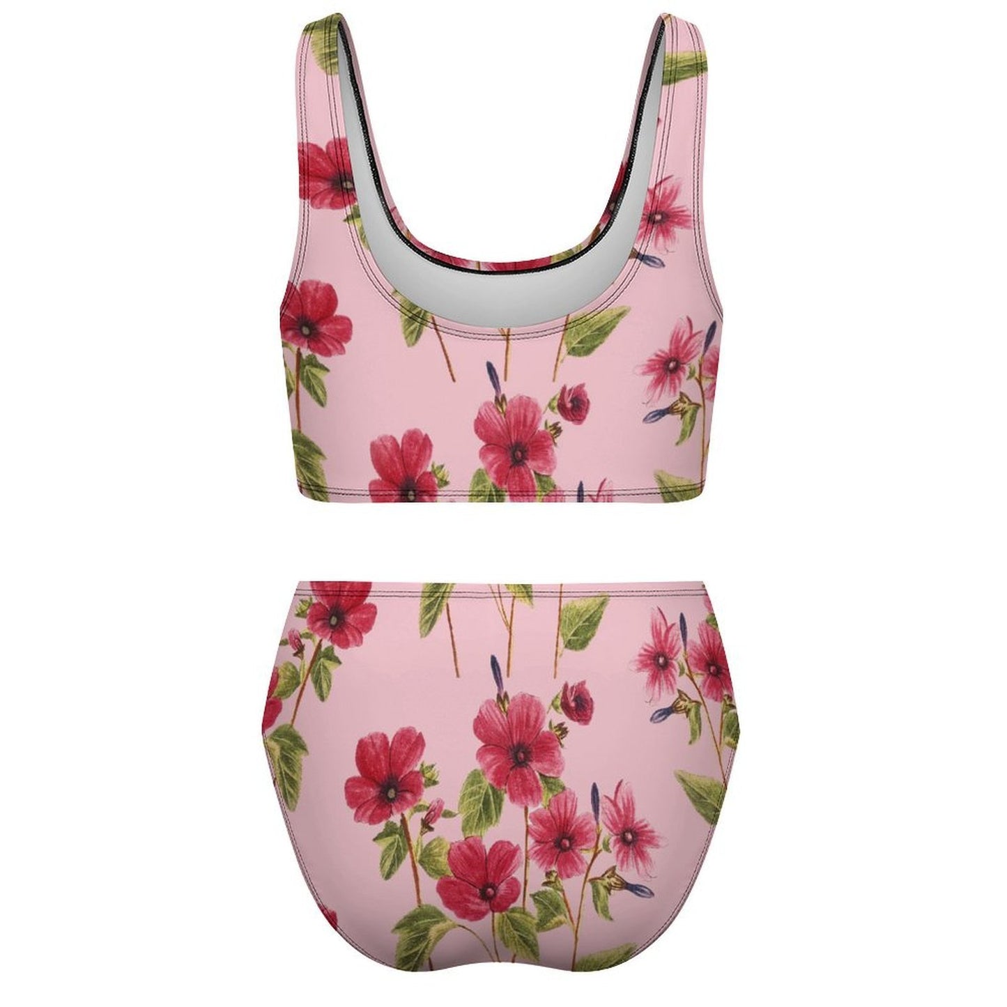 Sporty Bikini Swimwear Set Flowers