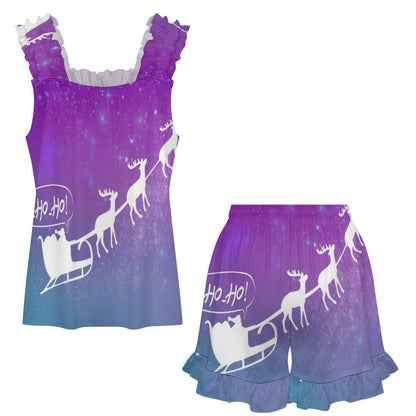 Pijama con Volantes y Short Personalizable para Mujer, Tallas S a 5XL