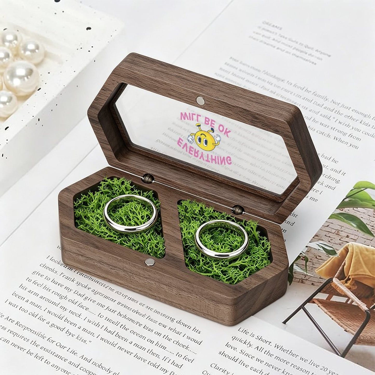 Estuche Cuadrado de Terciopelo para Joyería con Espejo Personalizable