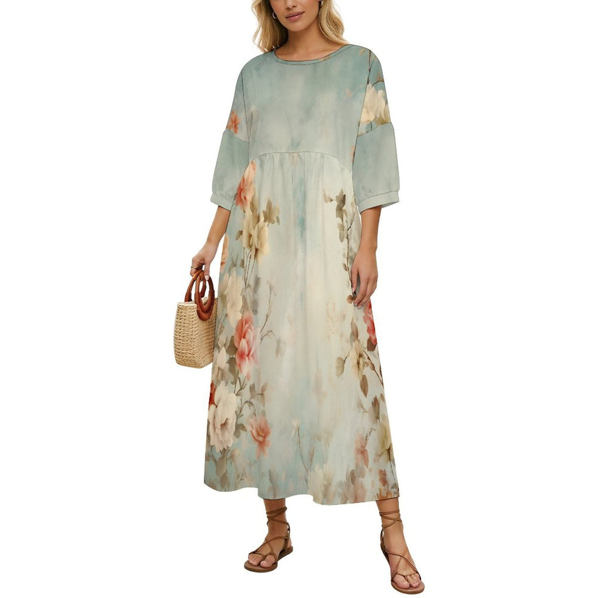 Vestido Babydoll Personalizable de Talle Alto con Textura Tipo Lino