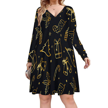 Vestido Tallas Extras Cuello V | Moda Plus Size S-8XL Personalizada