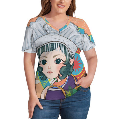 Playera Cuello V Personalizada de Seda de Hielo | Para Mujer y Hombre