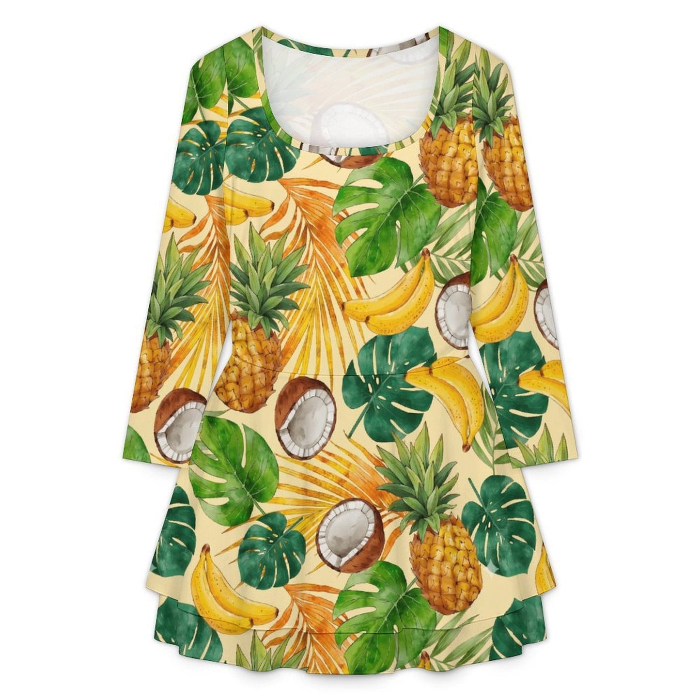 Vestido Mini para Mujer con Escote Cuadrado y Volante en Dobladillo de Leche de Seda