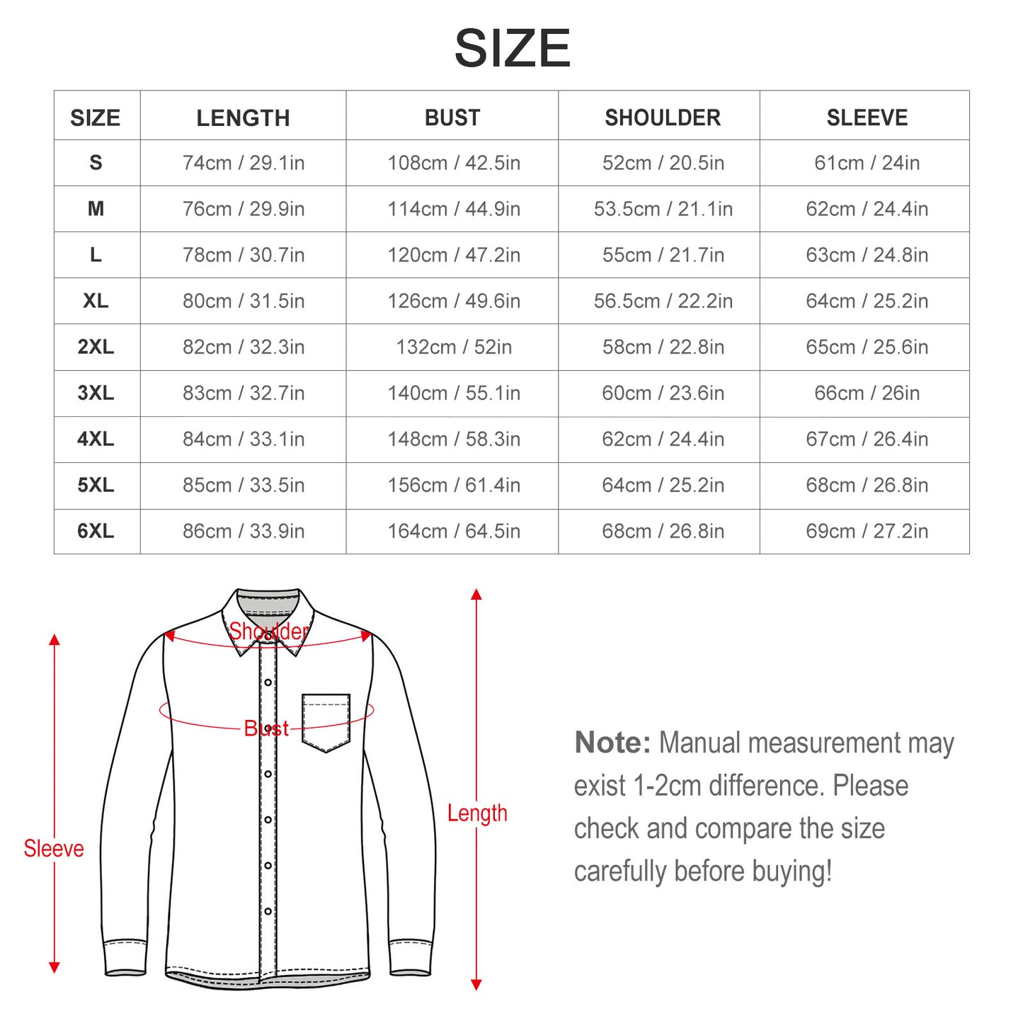 Camisa Hombre 4-Way Stretch | Botones y Bolsillo S-6XL