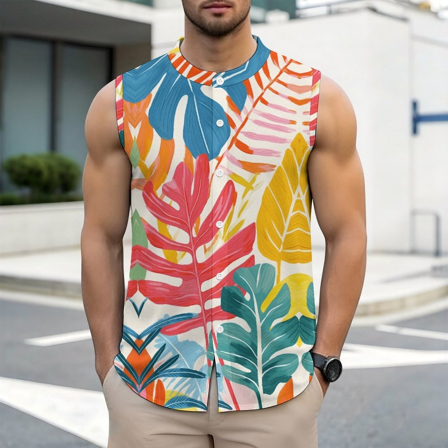 Camisa Sin Mangas para Hombre | Botones y Diseño Personalizado