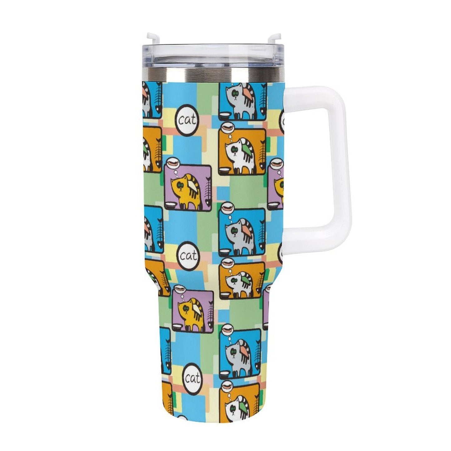 Vaso Térmico de 40 oz de Acero Inoxidable Personalizado con Asa y Popote