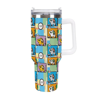 Vaso Térmico de 40 oz de Acero Inoxidable Personalizado con Asa y Popote