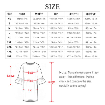 Vestido Casual de Mujer con Mangas de Volante y Cuello Redondo, Personalizable