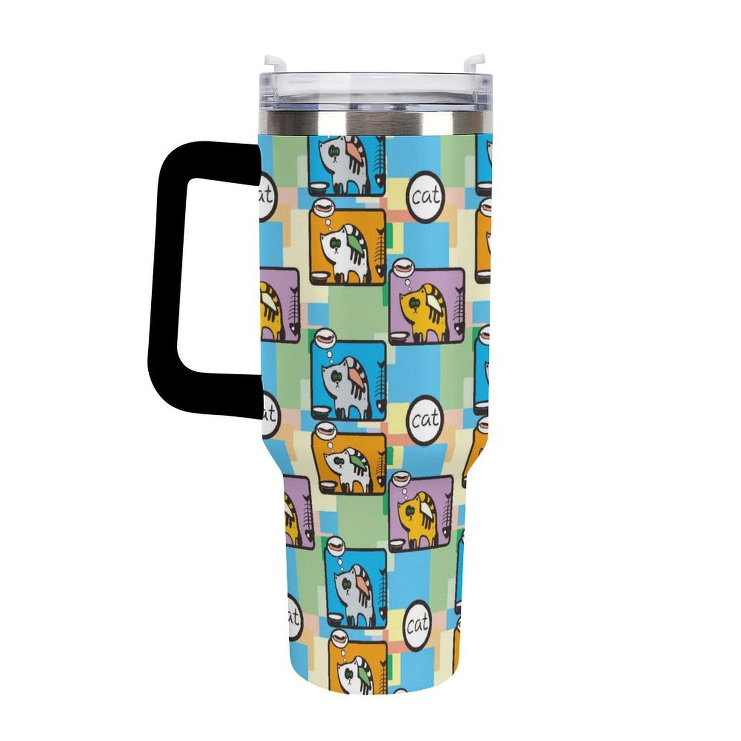 Vaso Térmico de 40 oz de Acero Inoxidable Personalizado con Asa y Popote